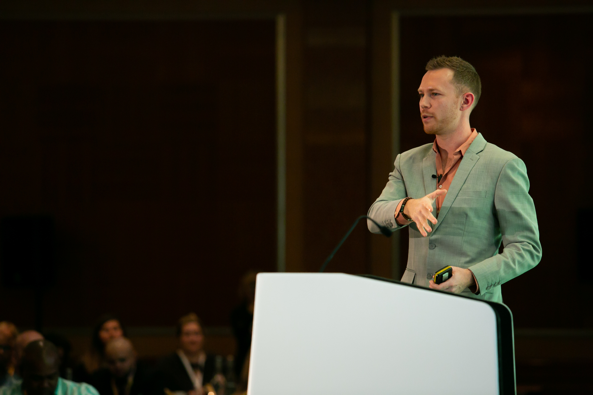 Dan Holloway speaking on stage