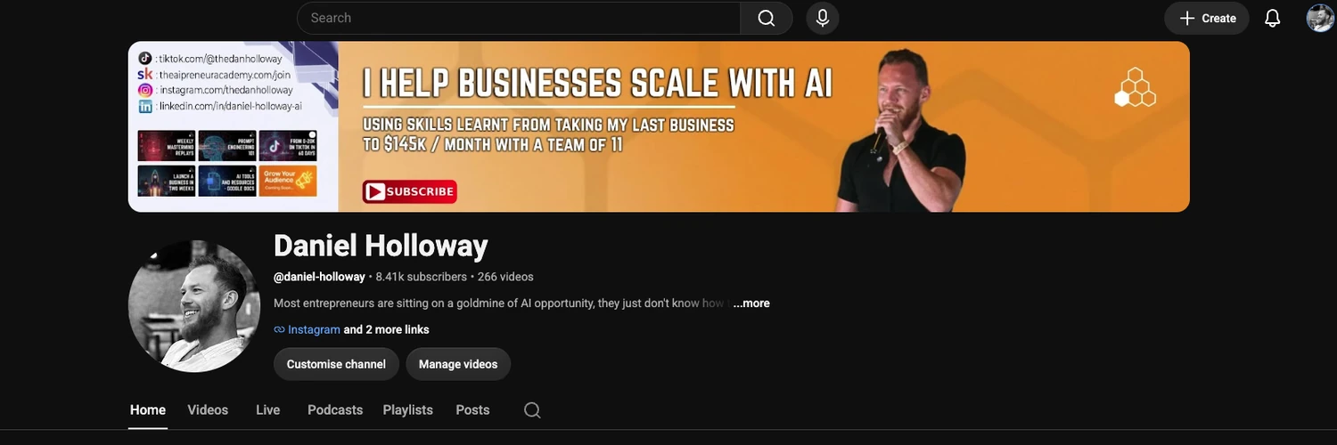 Dan Holloway's YouTube channel banner